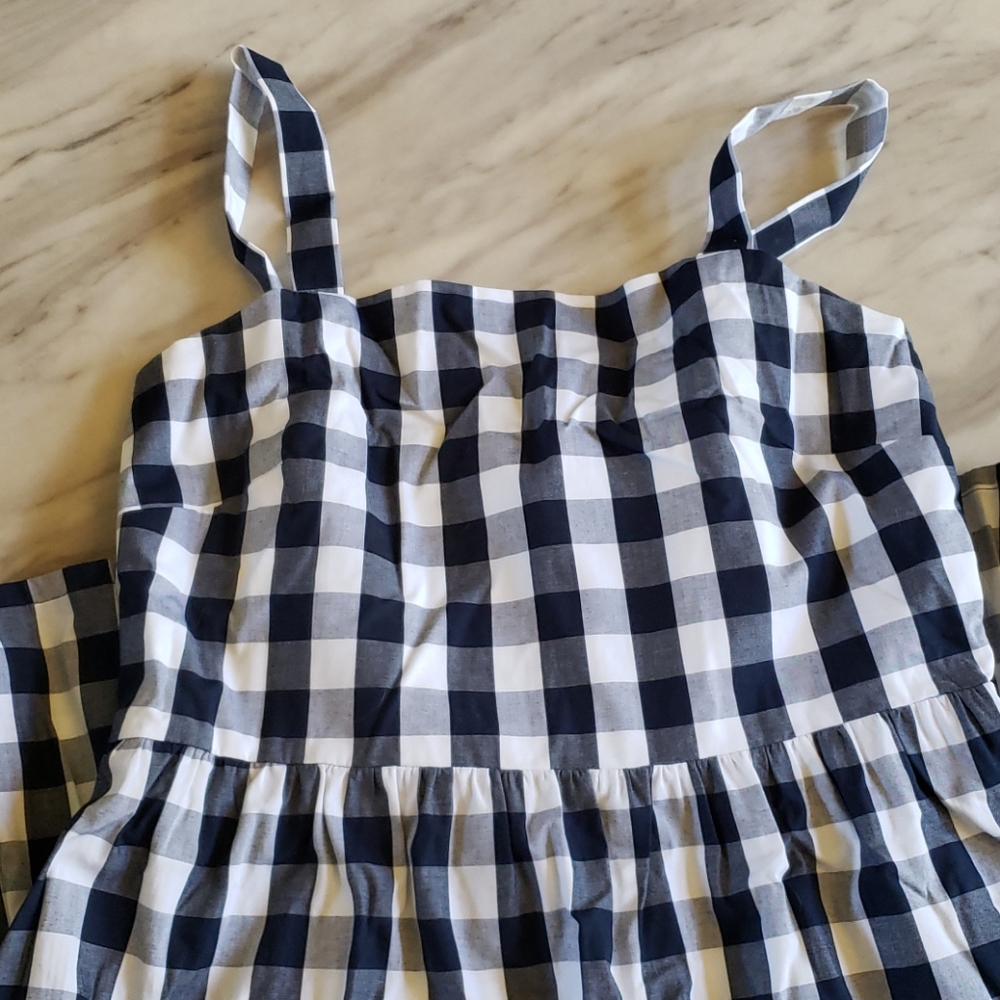 J crew gingham apron maxi dress medium NWT